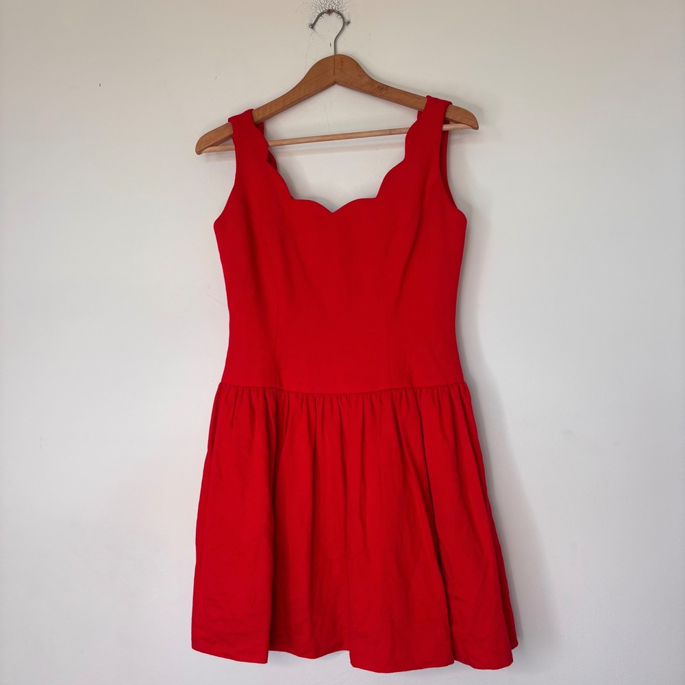 Vintage Scaasi 1980 Red Mini Dress Scalloped Beck Cocktail Party Size 2